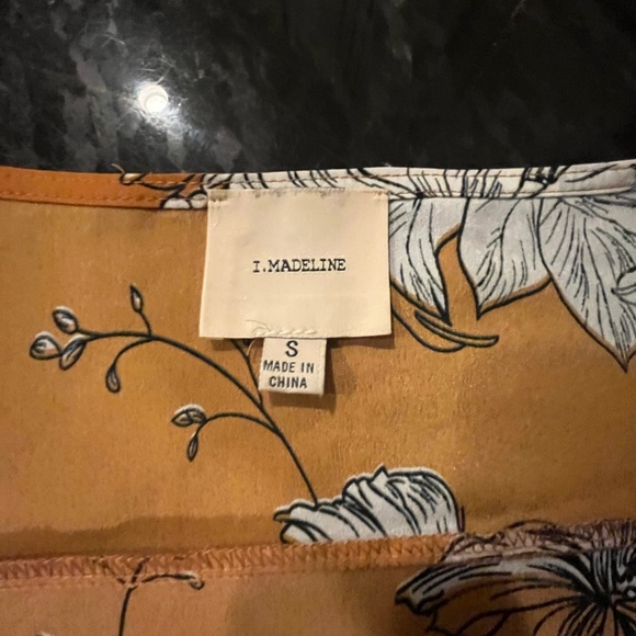 Madeline Mustard Floral Tie-Front Blouse - Picture 2 of 3